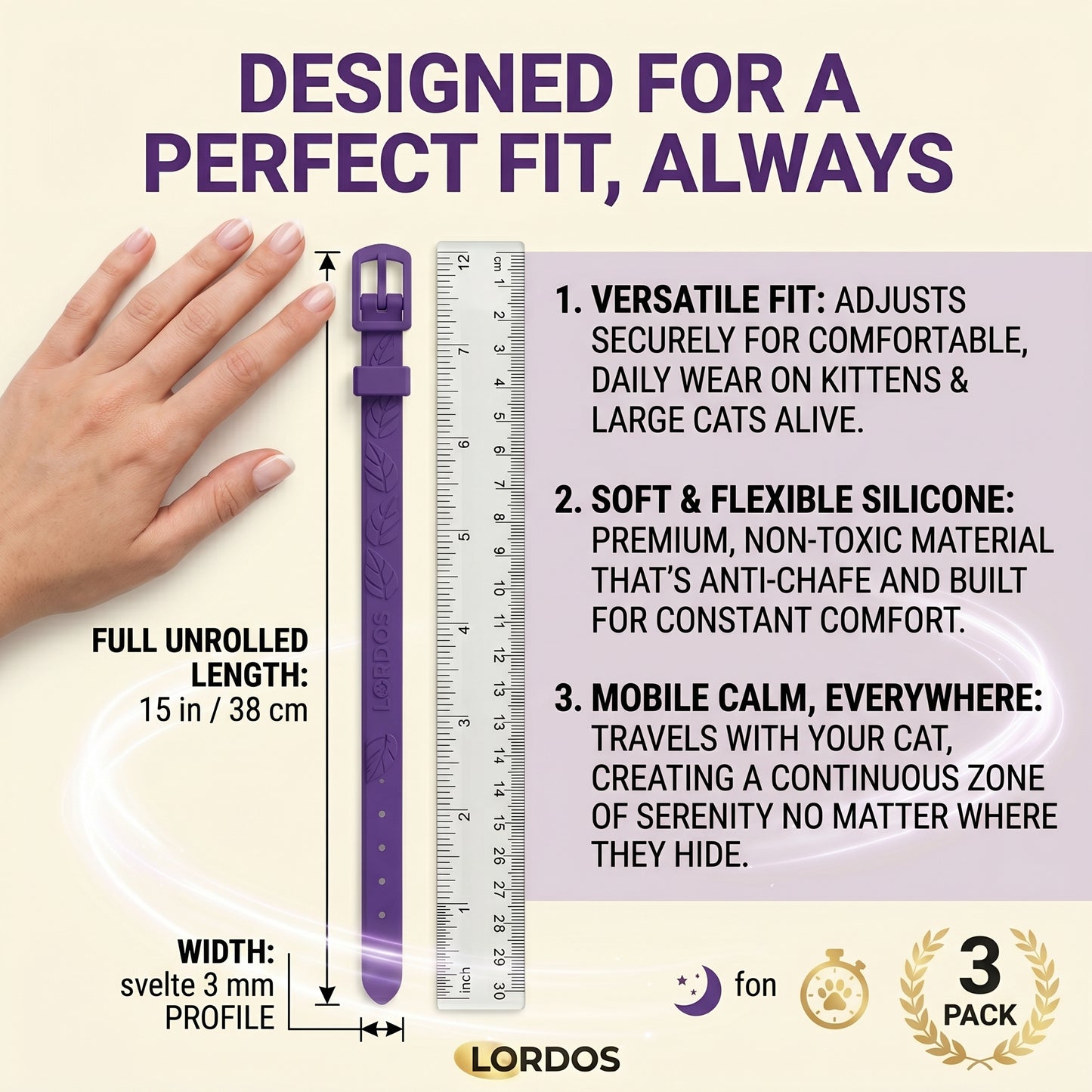 Lordos™ Natural Pheromone Calming Collar for Cats — Soothes Stress & Anxiety